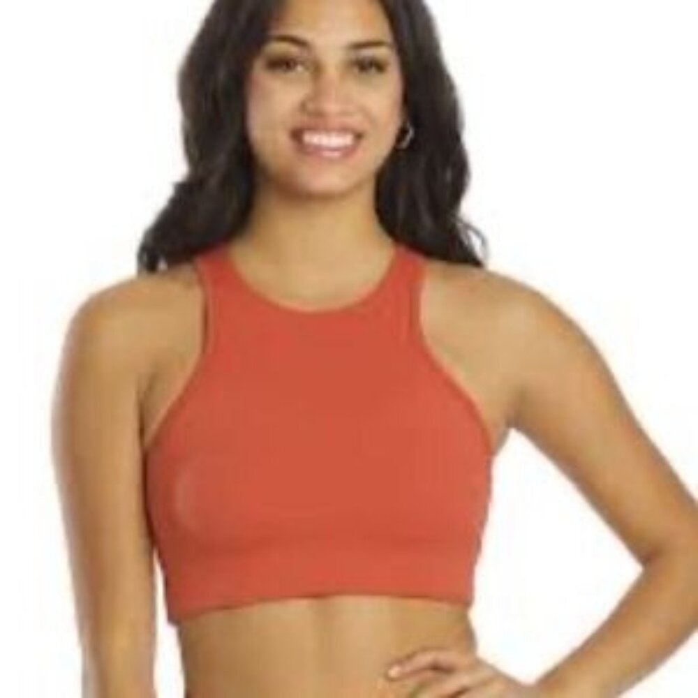 ALLFENIX Burnt Orange Crop Top Sports Bra Tank Womens Small Athletic Workout